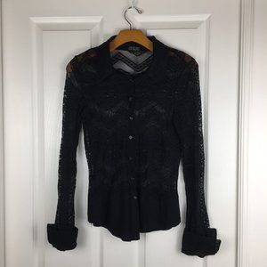 Heart Moon Star Small Lace Button Down Top